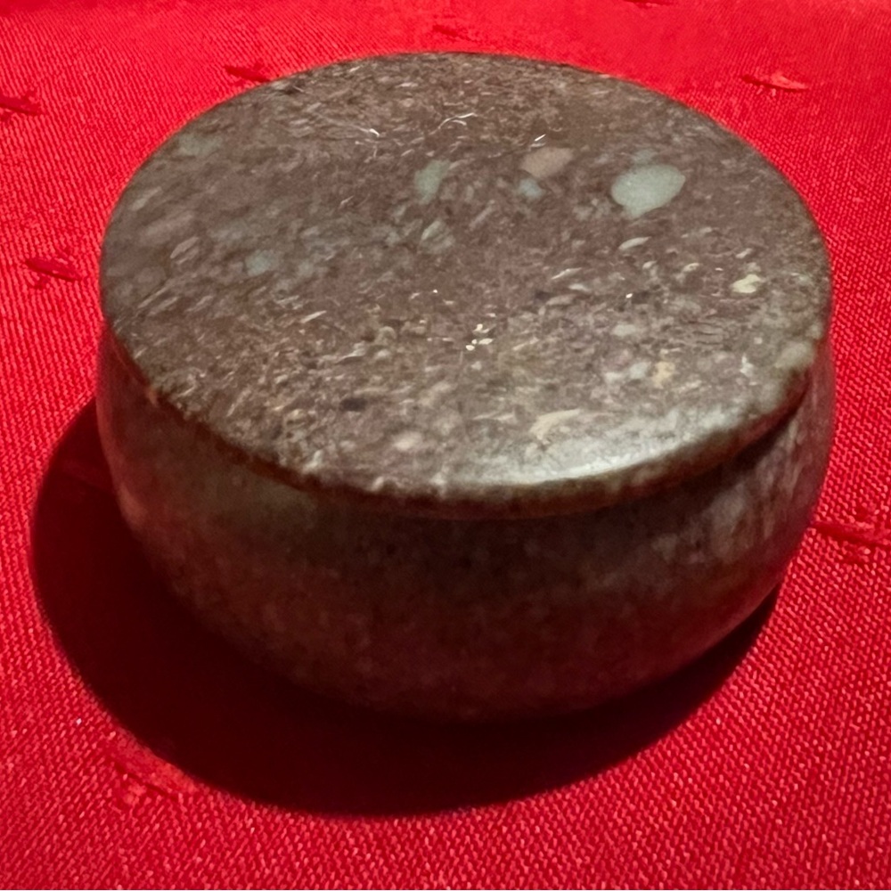 Vintage Orthoceras Ammonite Fossil Stone Lidded Round Trinket Box